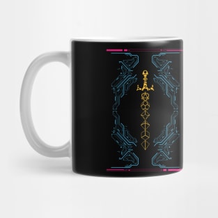 Synthwave Futuristic Minimalist Polyhedral Dice Sword Mug